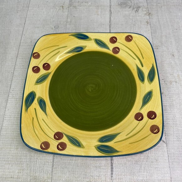 Maxam Sonoma Tuscan TUSCANY Olive Green Center Square Ceramic Salad Plates Set 6 - Picture 10 of 16